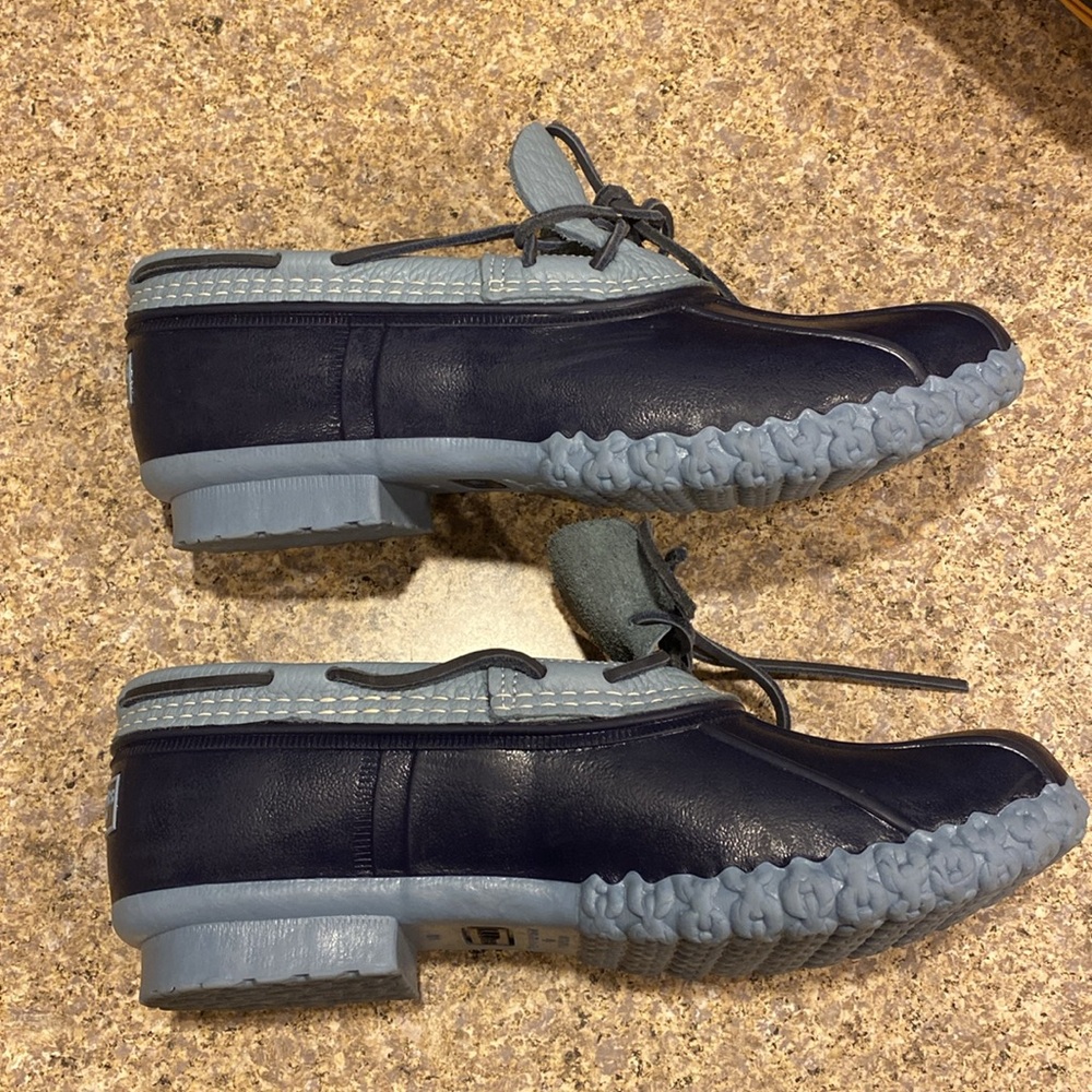L. L. Bean Blue Leather and Rubber Moccasins Short Boots FM Rain Duck Boots - Picture 7 of 17
